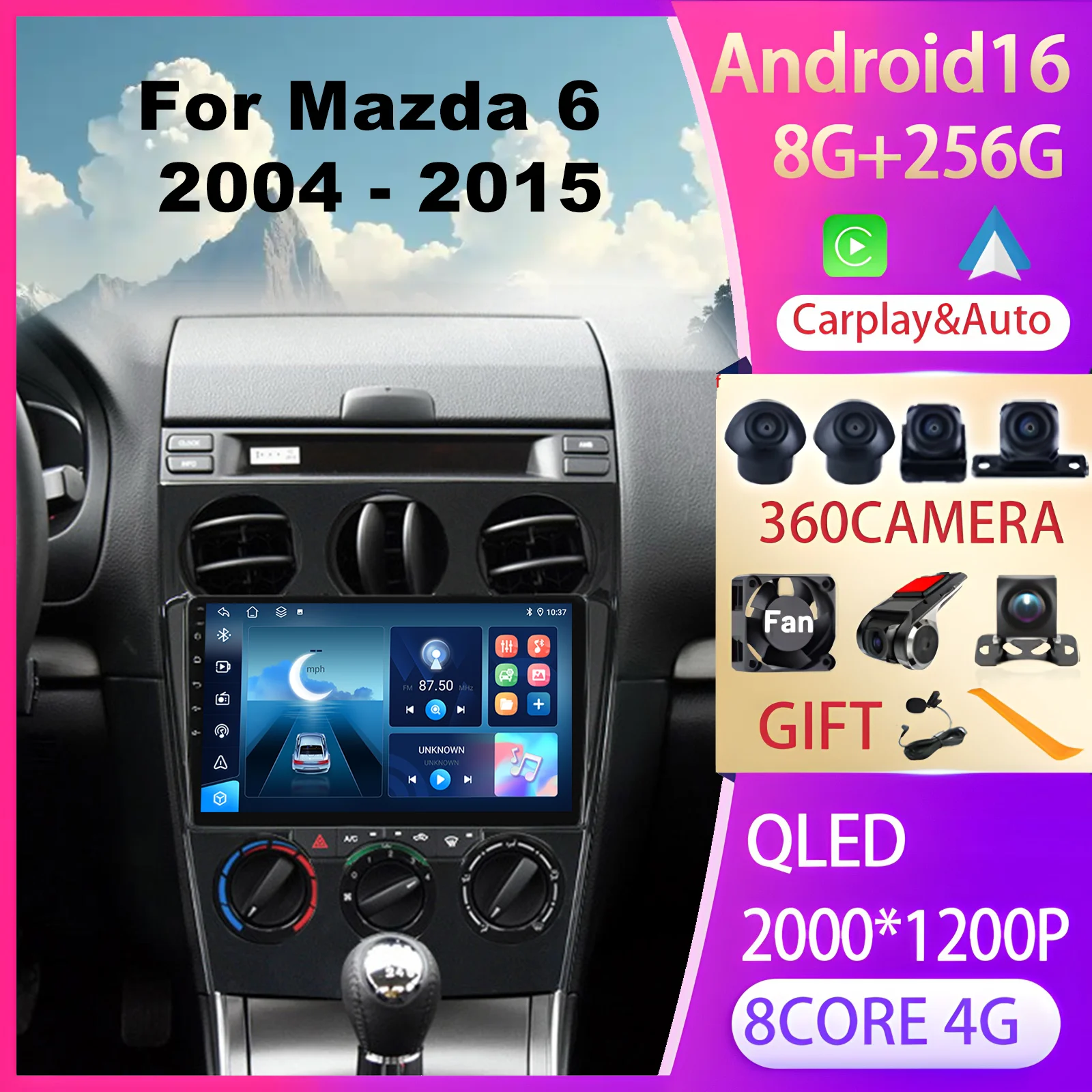 

HD Touch Screen Head Unit 9 Inch For Mazda 6 2004 - 2008 Carplay Auto Car Multimedia Player GPS Navi FM BT DVD Autoradio 4G WIFI