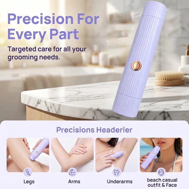 2026 New 2in1 Electric Razor for Women Painless Hair Removal Rechargeable Body Trimmer Underarm Mustache Epilator Shaver 5 2-in-1 Women's Electric Razor and Trimmer, Rechargeable Body Hair Remover with Type-C Charging – view 4