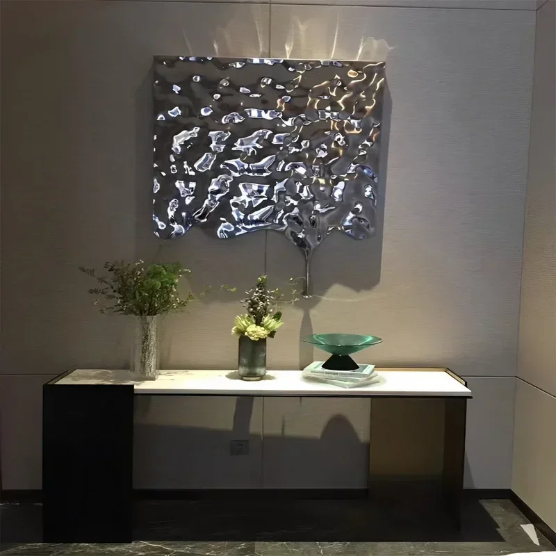 Aqumotic Peel and Stick Wallpaper Wave Decorative Plate PVC Background Wallpapers Fake Metal Mirror Embossed