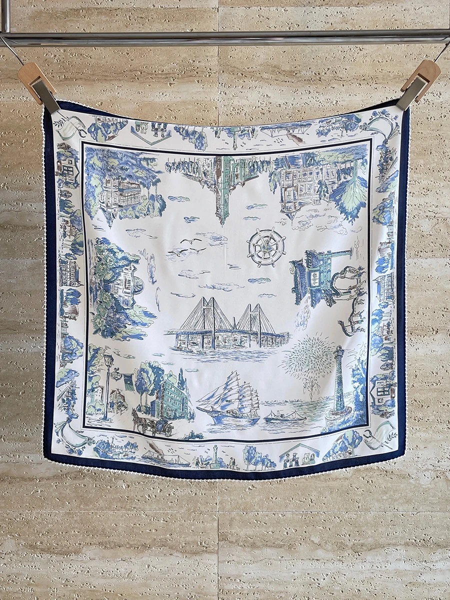 

Silk Scarf 65CM Luxury Designer Shawls Square Head Bandanas Hair Neck Decoration Lover Mother Christmas Gift 65cm