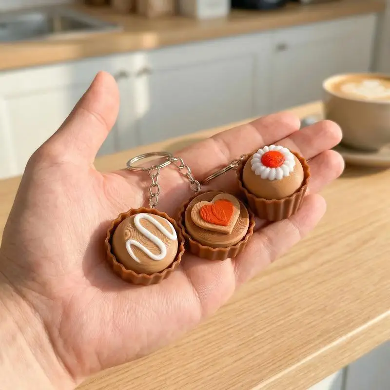 New Cute Cartoon Dessert Fidget Clicker Keychain Stress Relief Toy Backpack Pendant Decor Gift