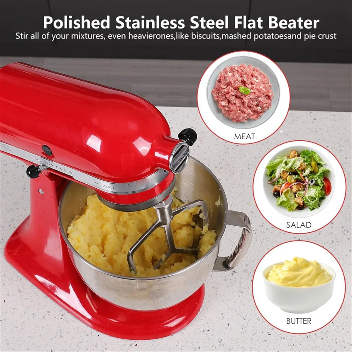 Gancho de masa profesional de acero inoxidable y tazón mezclador para batidora de 5 y 6 cuartos para batidora Kitchenaid 5 Plus y 600 Series HOT