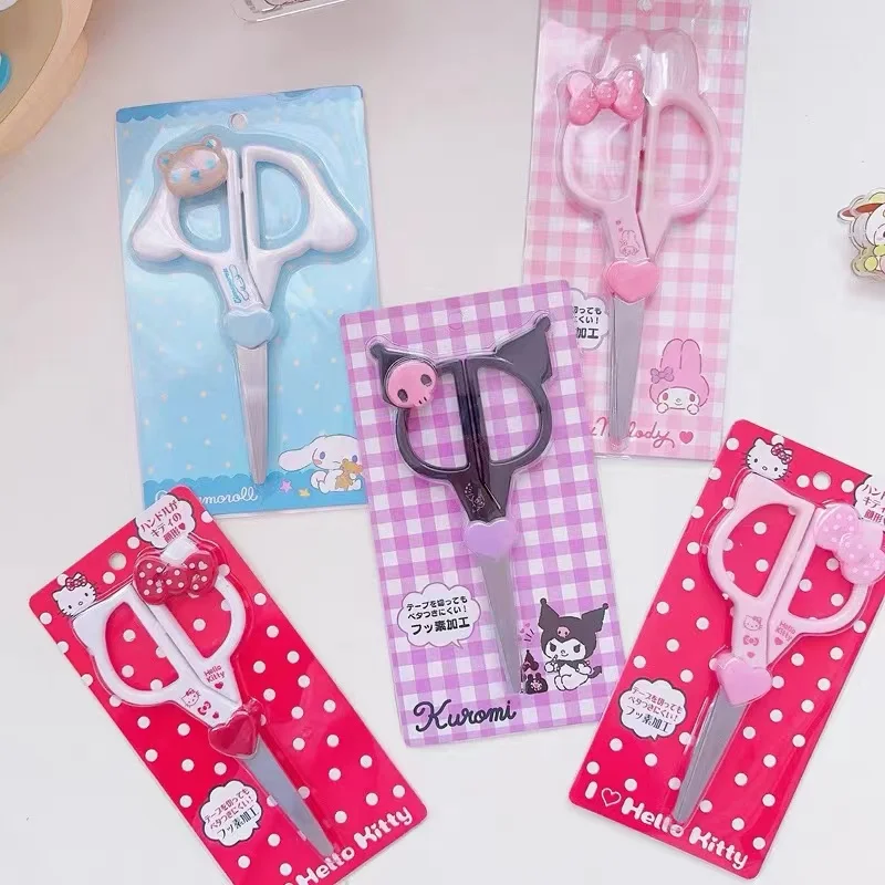 New Kawaii Sanrio Kuromi Cinnamoroll Hand Made Scissors Cute Melody Art Scissors Kid Stationery School Office Supplies Gifts