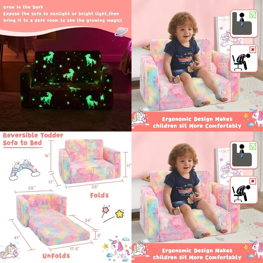 

Convertible Toddler Sofa Chair: 2-in-1 Seat & Lounger, Comfortable for Kids of All Ages