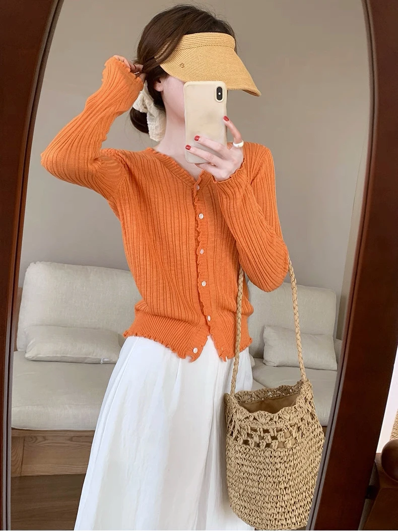 

Sweet Knitted Open Cardigan Women's Slim Fit Casual Style Versatile Top Elegant A-Line Long Sleeve V-Neck Soft Fabric