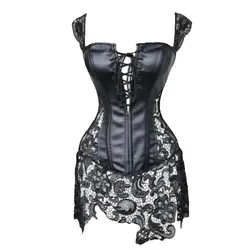 S-6XL PVC Black And Red Corset Steampunk Waist Best Lace Lady Leather Plus Size Gothic New Women Sexy Corselet Bustier Corset