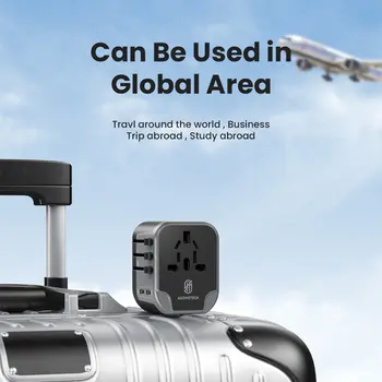 Univerzální cestovní adaptér s 2 USB 2 Type-C přenosným mezinárodním napájecím adaptérem, cestovní nabíječka vše v jednom pro EU, Velkou Británii, USA a Austrálii 10 nejlepší prodej Napájecí adaptér USB-C - №5