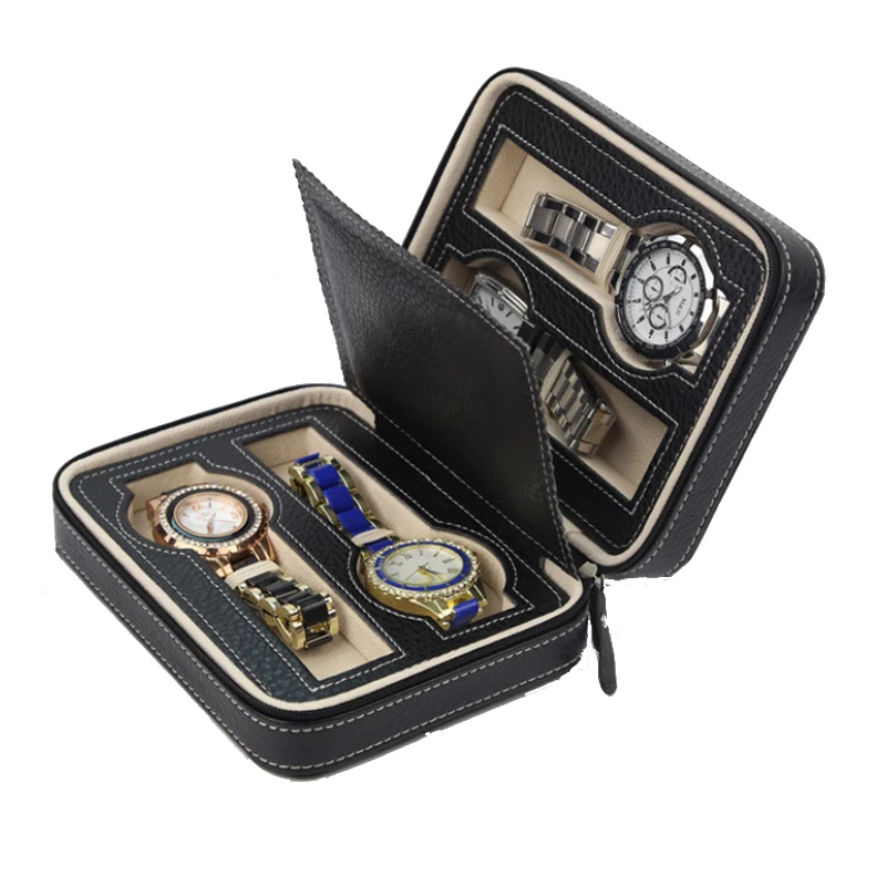 2,4,6,8,10,12 Slots Portable Watch Box Zippered Watch Display Storage Travel Watch Collector Case for Business Trips and Gift