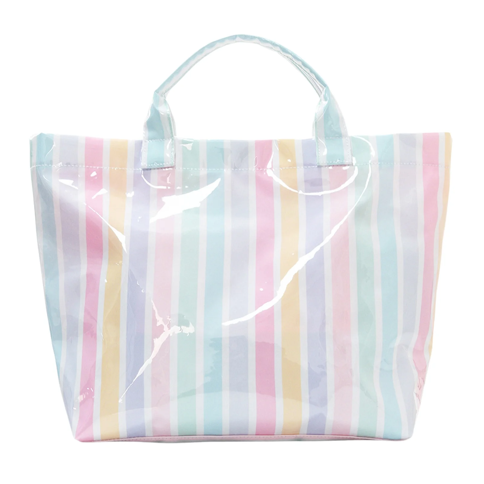 

Стильная полосатая сумка-тоут из ПВХ, большая вместительная портативная дорожная сумка через плечо, повседневная сумка-багет, сумка для работы и поездок на работу