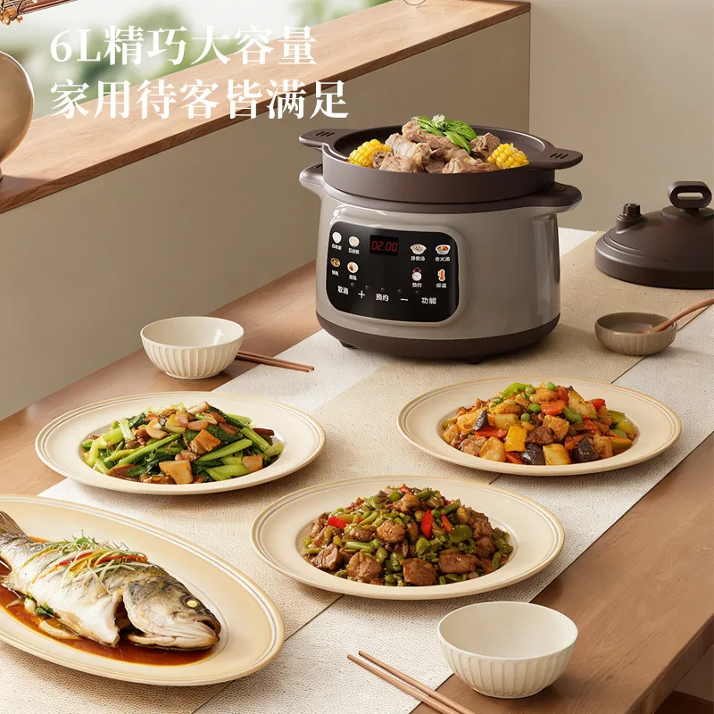 New Smart Multi Functional Electric Stew Pot Home Automatic Soup Cooking Low Pressure Purple Clay Ceramic Slow Cooker