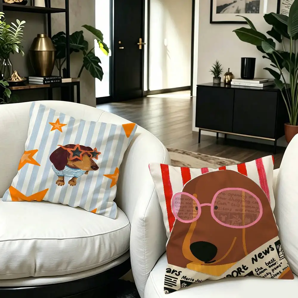 Sausage Dog Dachshund cute Pillow Gifts Home Office Furnishings Bedroom Sofa Car Cushion Cover case 45x45cm