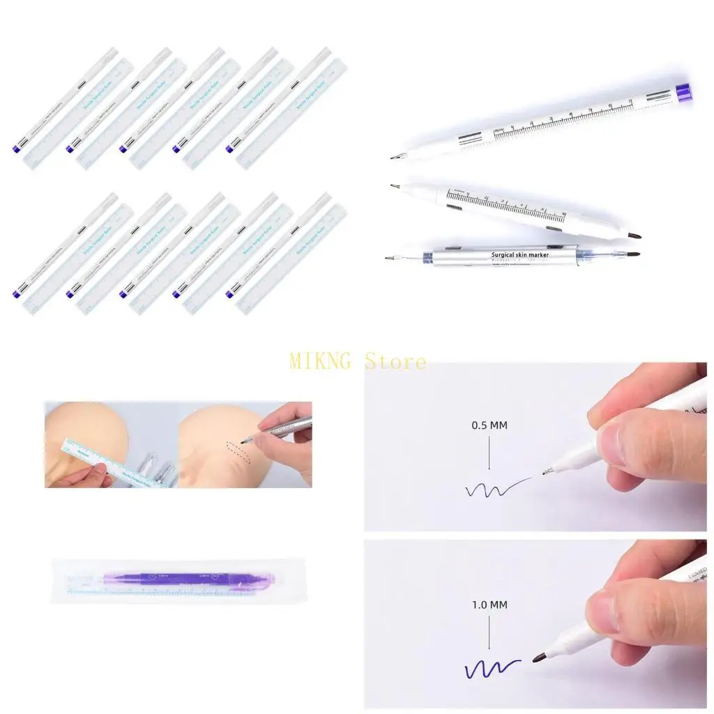 

10шт -макияж позиционирование маркера маркера ручки Хирургическая кожа инструмент маркировки, микроблейдинг маркерного пера с