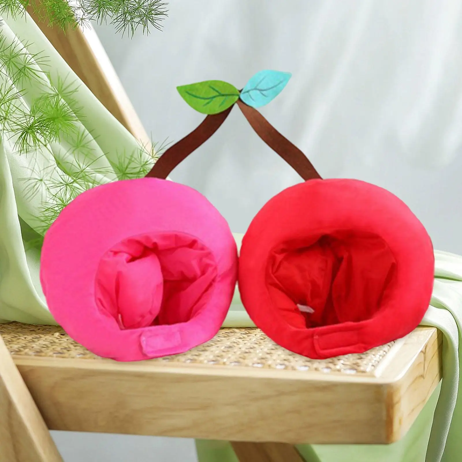 Cherry Hat for Adults Kids Double Head Plush Cute Headgear for Carnival Festival, Graduation Masquerade, Party Supplies
