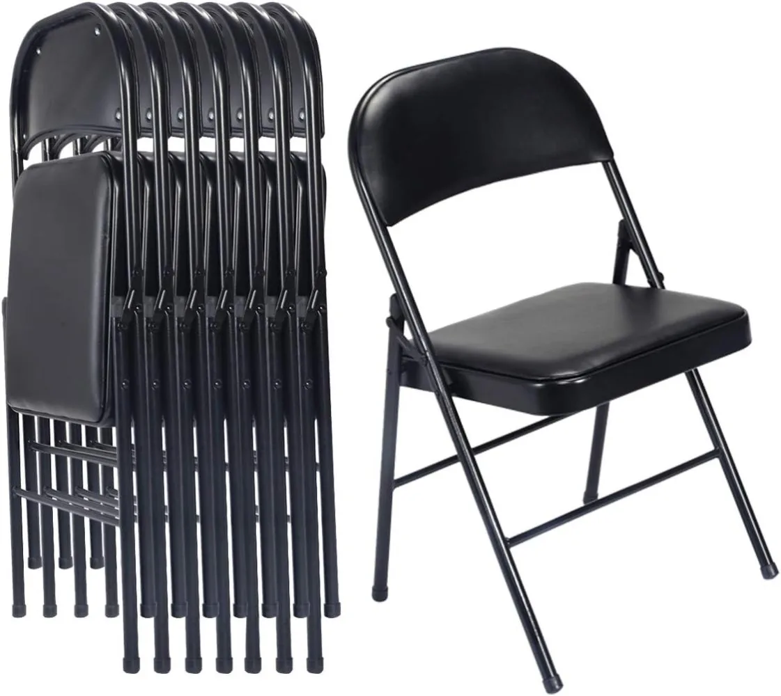 

Karl home 8 Pack Black Folding Chairs with Padded Seats for Outdoor & Indoor, Portable Stackable Commercial Seat with Steel