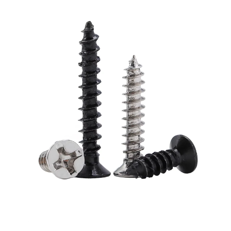 Black Carbon Steel Cross Bolts Flat Phillips Countersunk Machine Screws M1.0 M1.2 M1.4 M1.7-M3.0 Length 3/4/5/6/8/10/12-20mm
