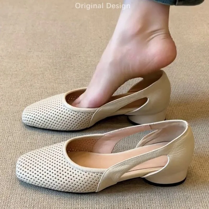 

Модные женские дышащие туфли во французском стиле на мягкой подошве с открытым носком в стиле ретро