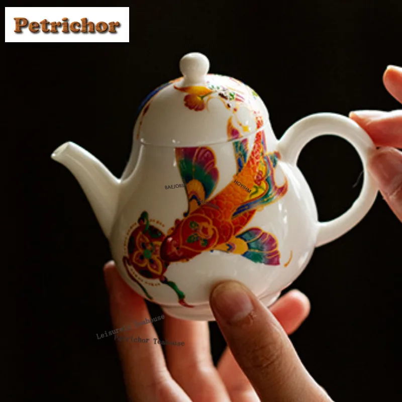 

Чайник-заварник 125 мл с эффектом пламени и узором рыбьей чешуи, элегантный, с отверстием для заваривания, для приготовления чая, посуда, украшения, аксессуары