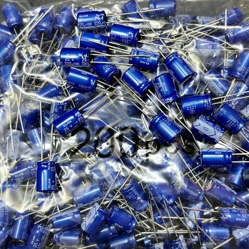 200pcs  Premium 220UF 25V RE3 Electrolytic Capacitor for 8×11.5mm