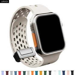 URVOI Band for Apple Watch Band Ultra 2 series 11109 8 SE breathable Silicone strap for iWatch D buckle metal closure wristband
