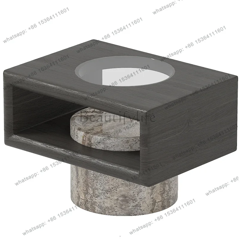 

Прикроватная тумба D33 в итальянском минималистичном стиле, с панелями из натурального мрамора и стекла, открытые ящики для хранения, легко чистится, экологичный современный дизайн