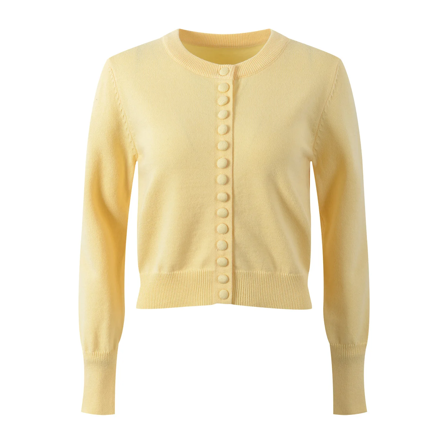 الراقية الأوروبية Sle الحلو الوردي لطيف الفول زر جولة Ne Long Sve سترة مشغولة من الصوف معطف مكافحة الشيخوخة ort طول