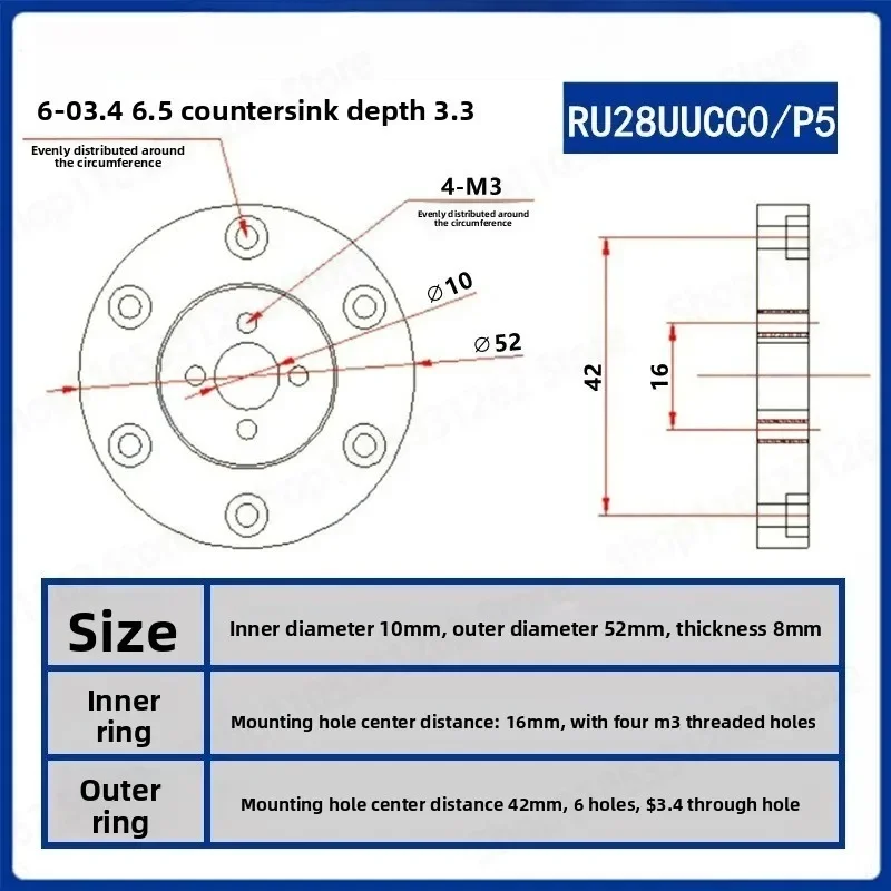 Crossed Roller Bearing RU42 Slewing Bearing 66 Turntable 85/124