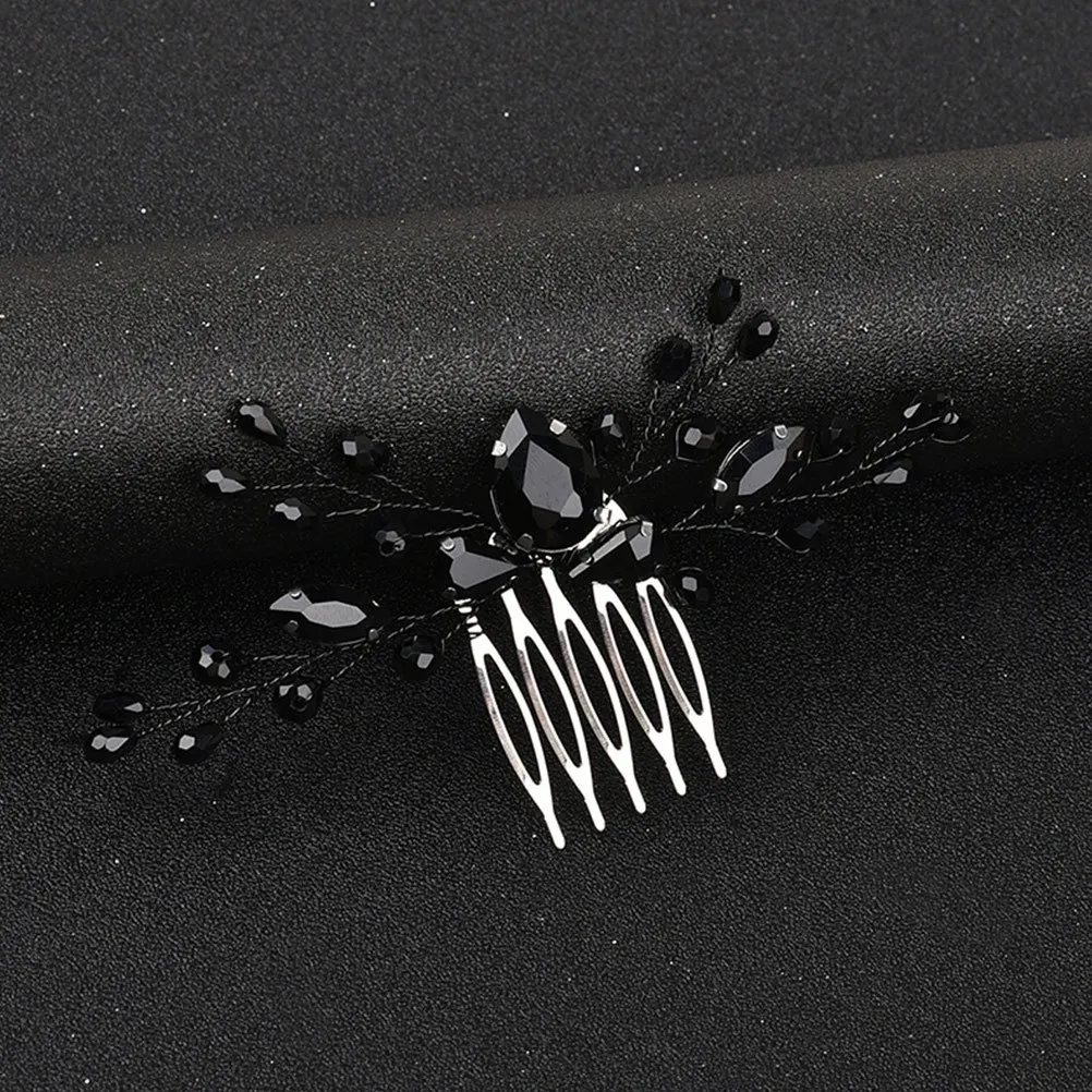 

2Pcs Vintage Bridal Hair Comb Wedding Side Combs Black Rhinestone Hair Accessories for Bride Bridesmaids Elegant