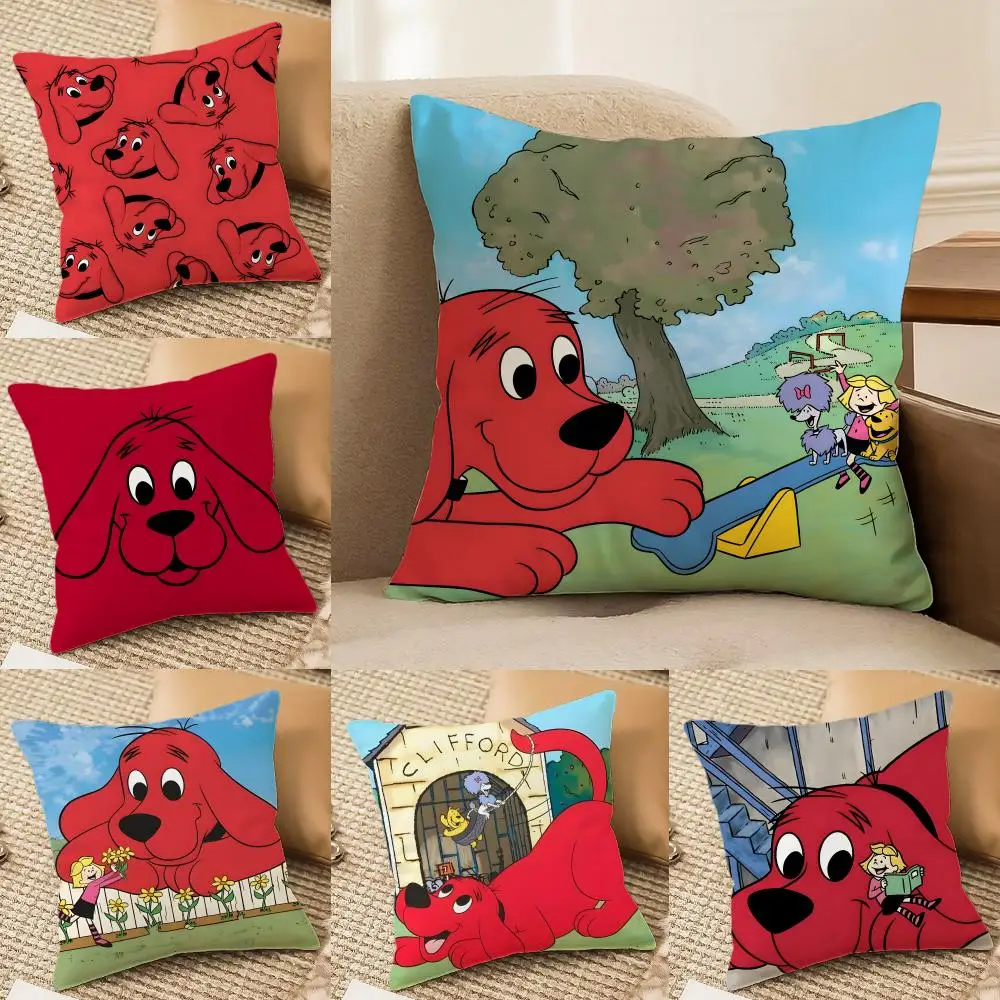 Pillow Case Double-Sided Plush Sofa Cushion Covers Organic Breathable Invisible Zipper Clifford The Big Red Dog - view 3