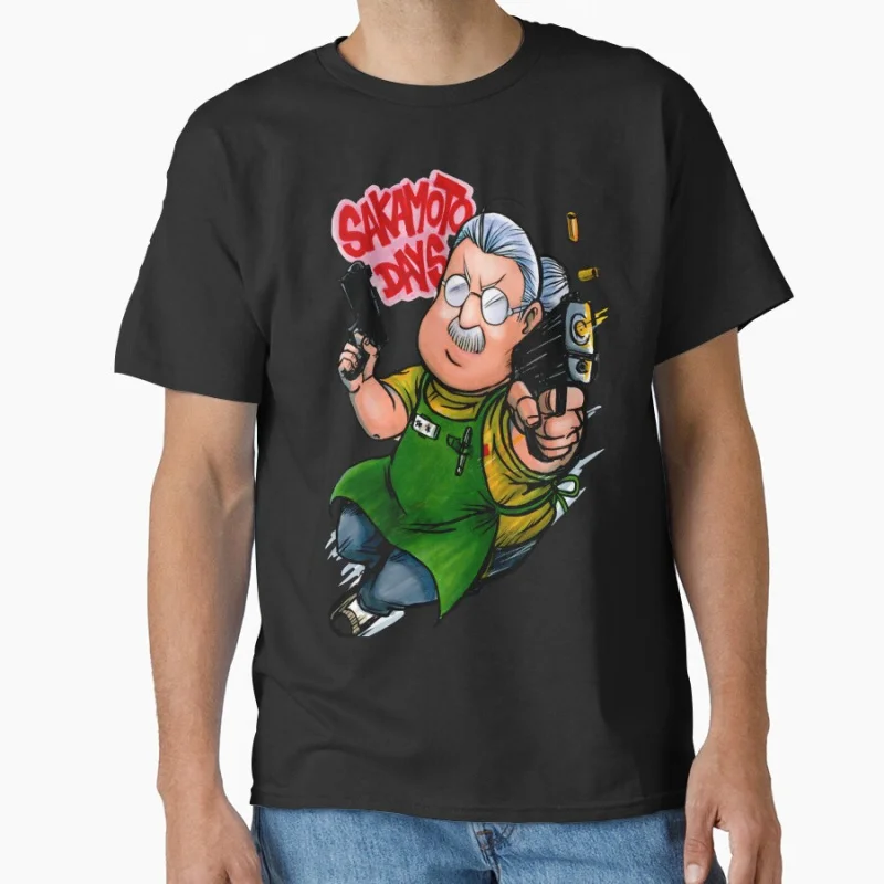 

80s Manga Chibi Sakamoto Days Anime t shirt for men Large size Tops S-6XL 100% cotton mens Clothes