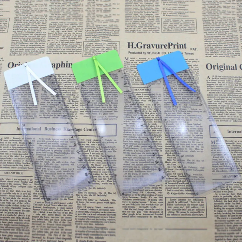 

3 Times Portable Handheld Magnifying Glass Card PVC Bookmark Ruler Fresnel Magnifier 5pcs