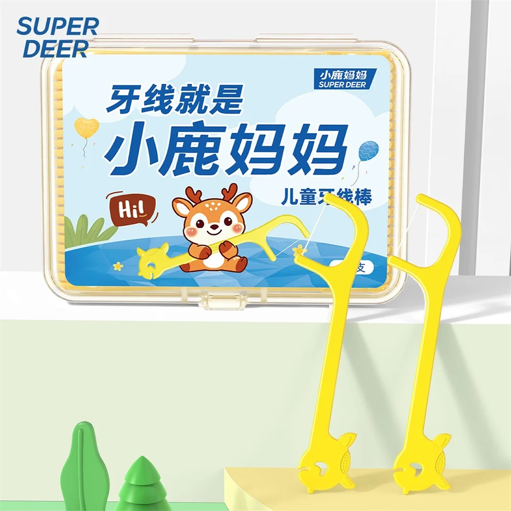 Kids Dental Floss Picks Deer Shapes Easy Slide Between Teeth Helps Prevent Cavities Gum Disease Children Disposable Floss Sticks