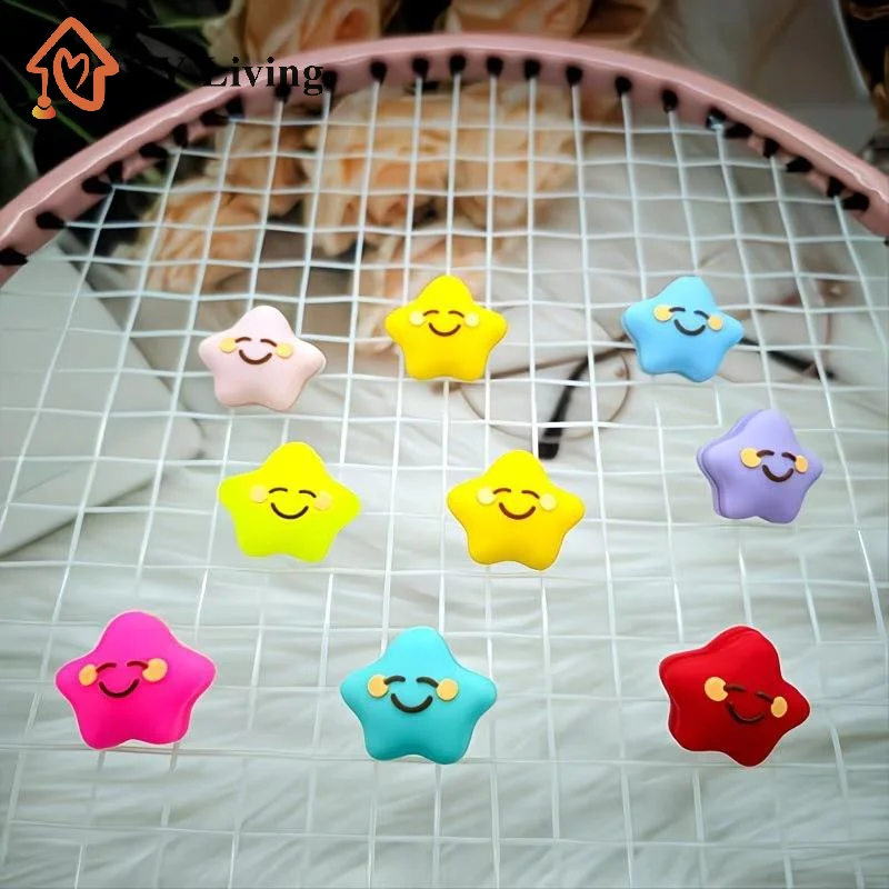 2/4Pcs Silicone Tennis Racket Vibration Damper Star Style Shock Absorption Double-Sided For Tennis Badminton Enthusiasts