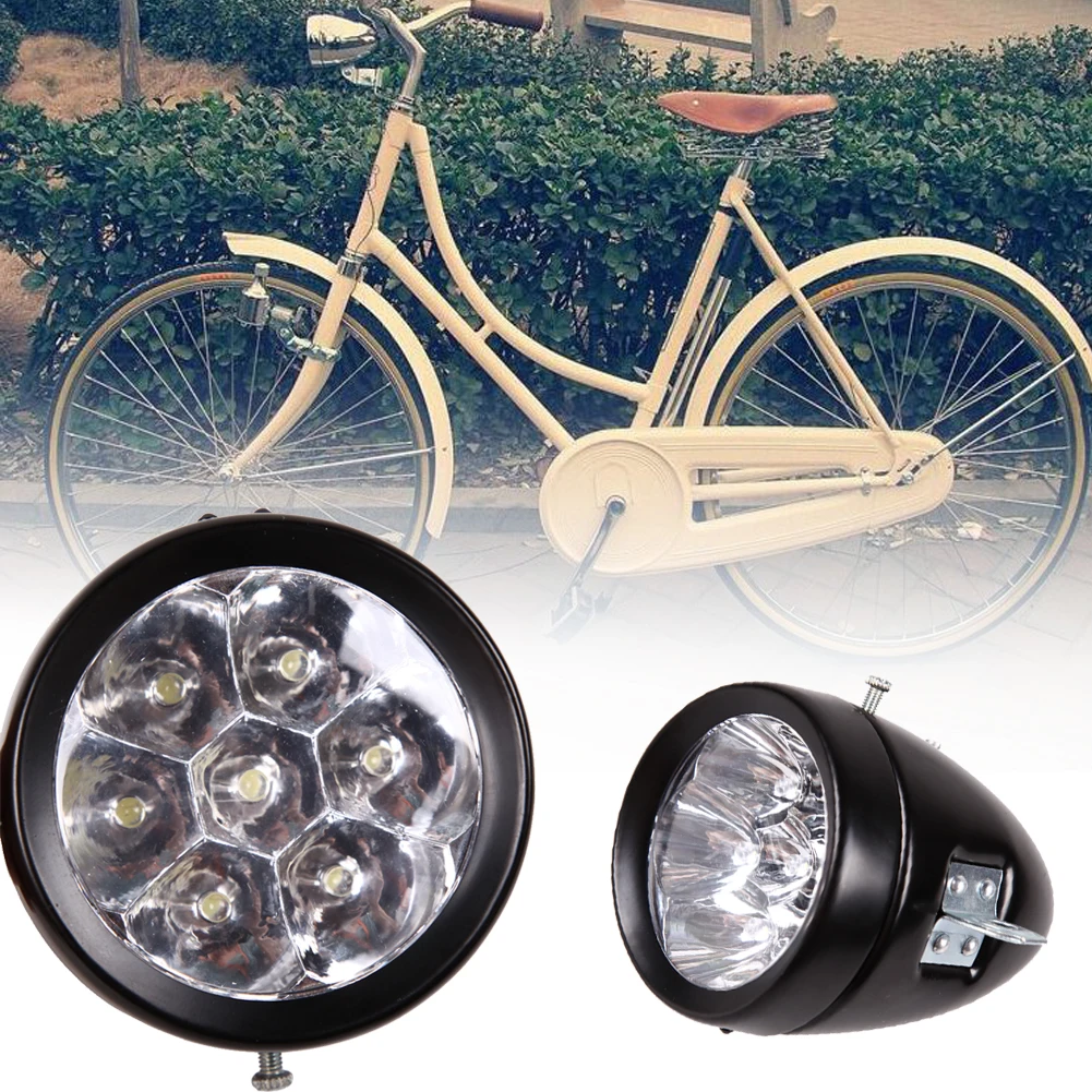 Retro Bike Front Light Lamp Bike Accessory Vintage LED Headlight with Bracket Front Head Lamp Waterproof Fog Headlamp