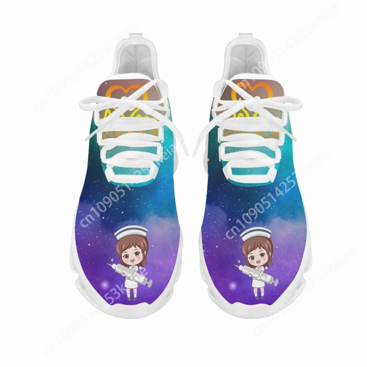 CYWGIFT New Style Ladies Lightweight Flat Shoes Dark Dental Medical and Starry Sky Design Women Mesh Athletic Sneakers  2022