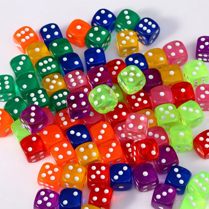 10PCS/Lot Dice  Transparent Acrylic 6 Sided Dice  Club/Party/Family Games 18mm