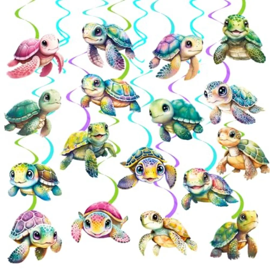 Turtle Party Hanging Swirls 20PCS Sea Turtle Theme Ceiling Swirls Decorations Turtle Birthday Party Supplies Turtles Hanging St