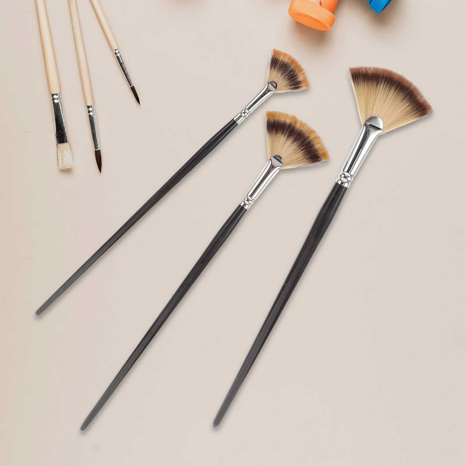 

3 Pcs Oil Brush Set Bristle Artist Fan Artists Brushes Detail Paint Acrylic Sector