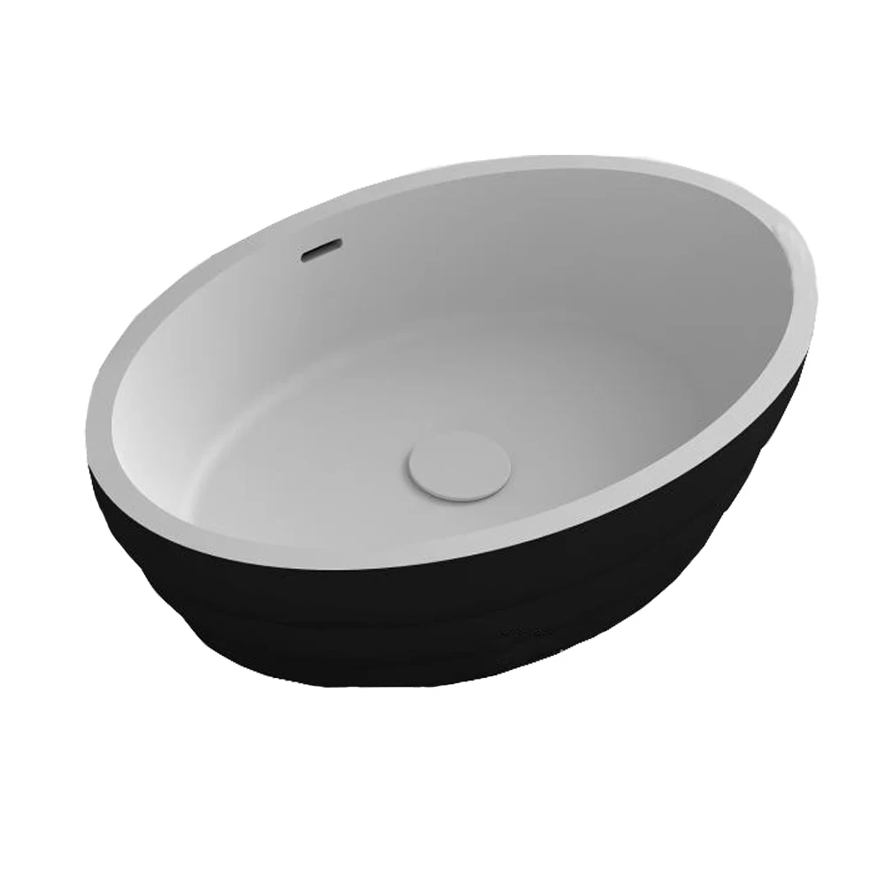 

Bathroom Oval Freestanding Counter Top Vessel Sink Matt Solid Surface Stone Muti-color Wash Basin RS38389