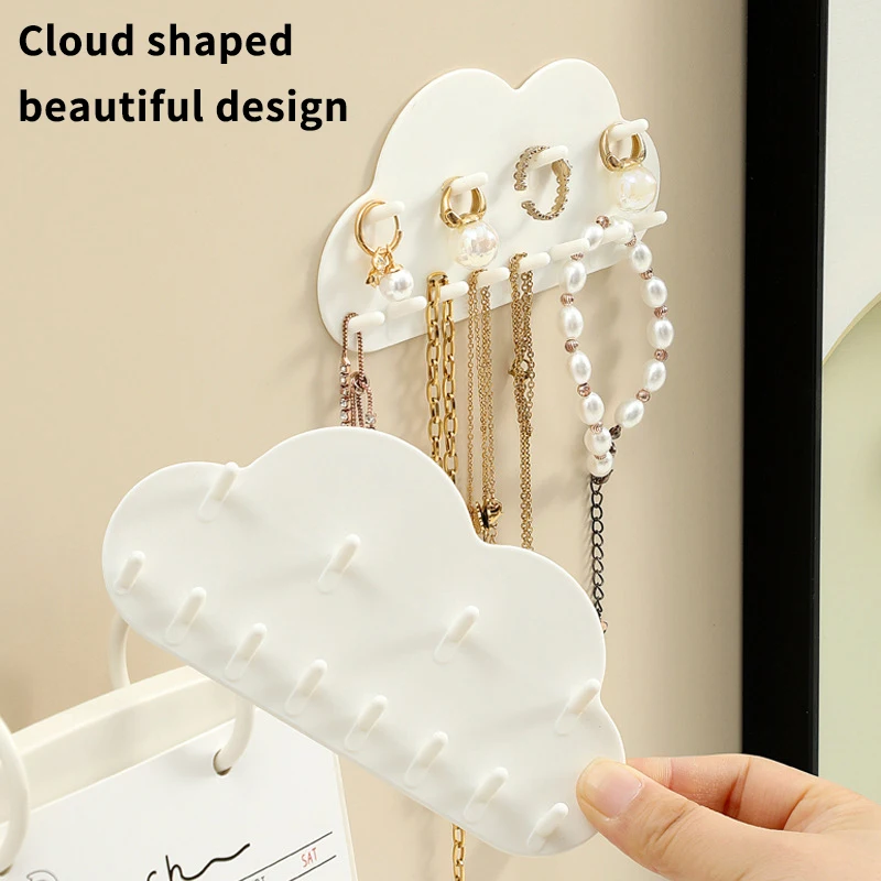 No Punch Wall Mounted Jewelry Hooks Organizer Hanging Rack For Necklaces Earrings Rings Women Jewelry Storage