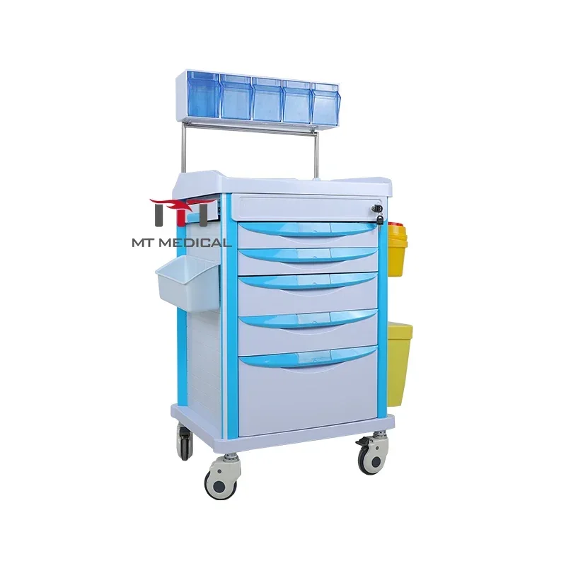 MT Medical ABS ICU Emergency Medicine Trolley Modern Design Hospital Ambulance Transport Made Of Plastic Steel And Metal