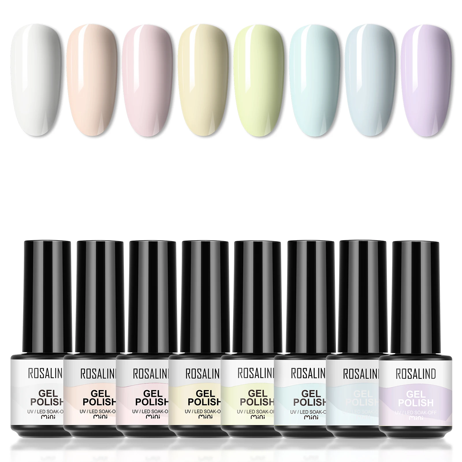 ROSALIND Mini Macaron Dreamy 8 Colors Gel Nail Polish Set Semi Permanent Soak Off Gel Varnishes UV/Led Nail Art Kit