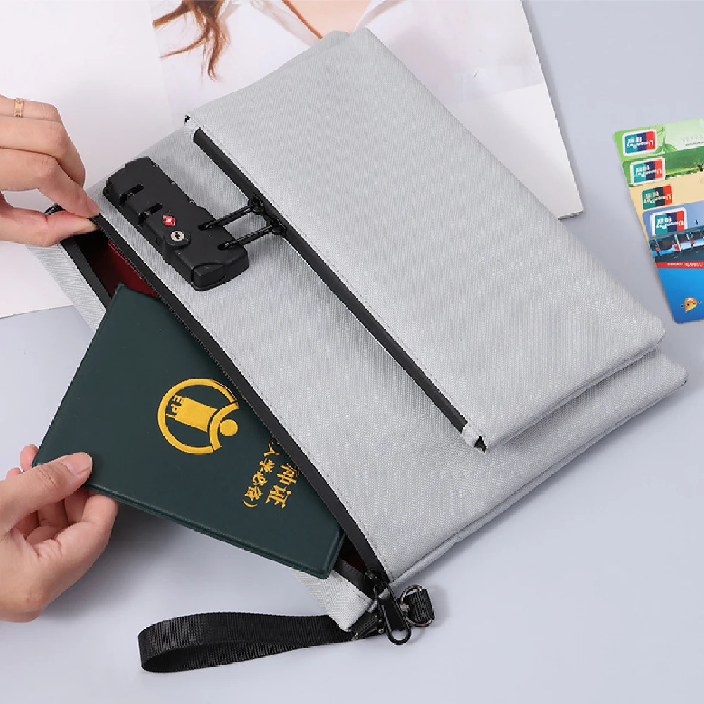 

1Pcs Fireproof Waterproof Combination Lock Bag, Double Layer Safe Storage Organizer for Home and Travel Use