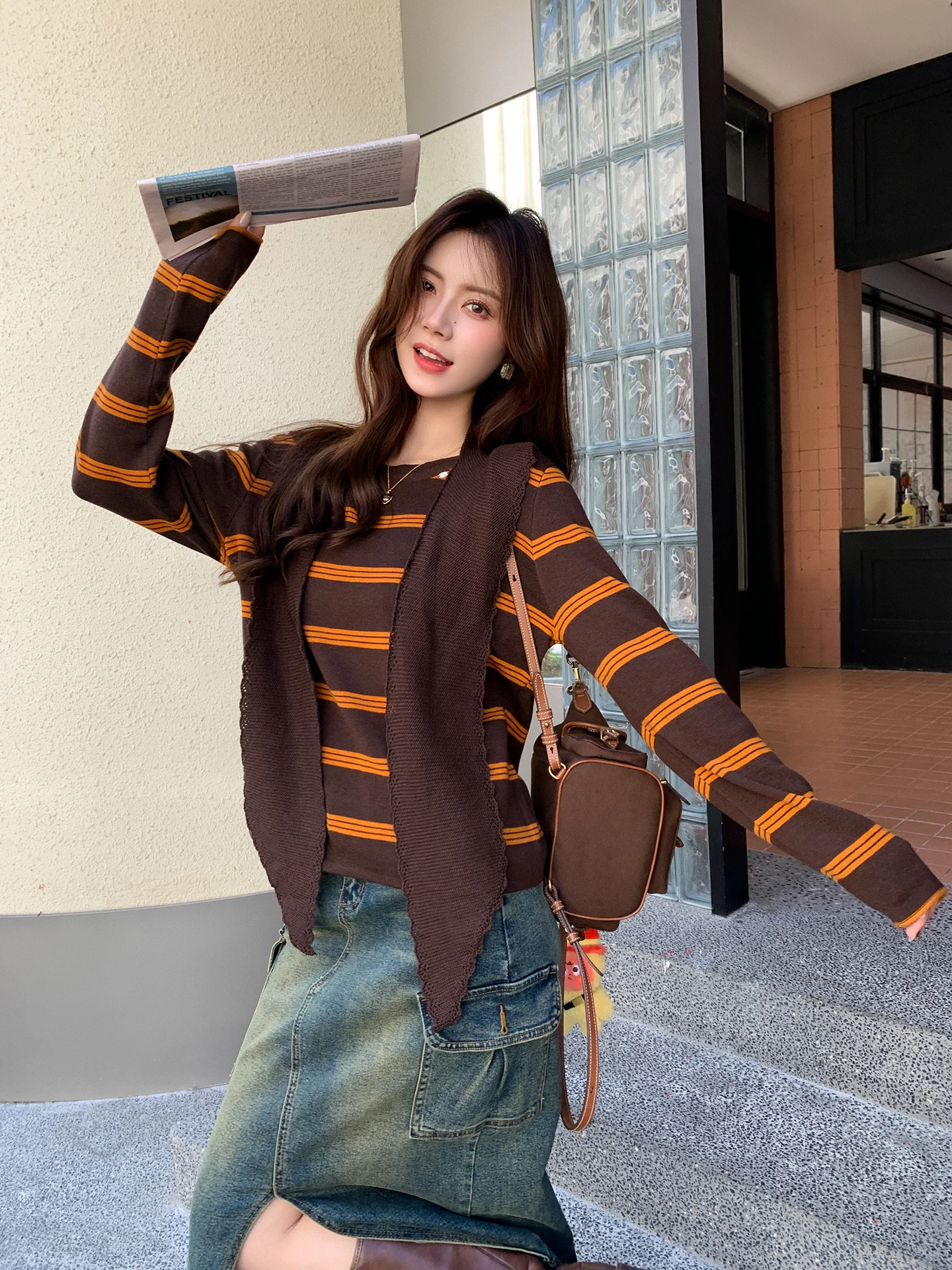 

Корейский свободный женский вязаный свитер oulder awl, шерстяная основа, осень-зима, утягивающий теплый свитер с подогревом, обычная длина