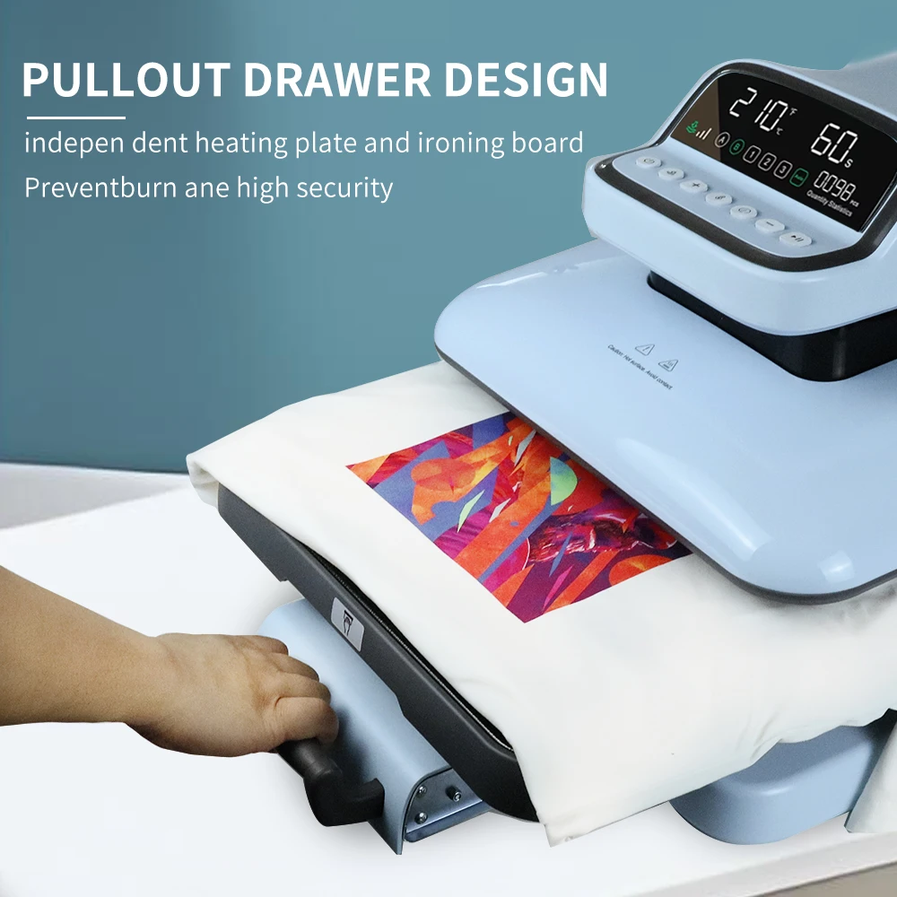 เครื่องรีดร้อนแบบอัตโนมัติสำหรับงานอุตสาหกรรม ราคาดี ระดับมืออาชีพ สำหรับงานพิมพ์แบบระเหิดสีดิจิตอลโดยตรง ขนาด 38*38 ซม.