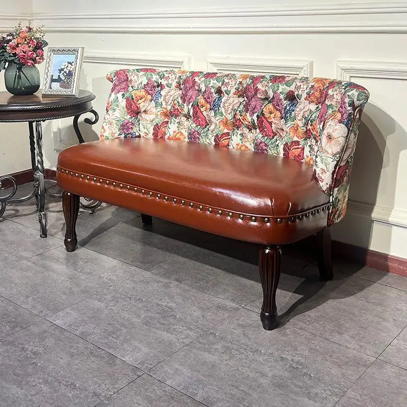 Kleines Sofa für Zuhause, Nachttischhocker, Doppelstuhl, Freizeitstuhl, Amerikanischer Retro-Wandstuhl, Französisches Sofa