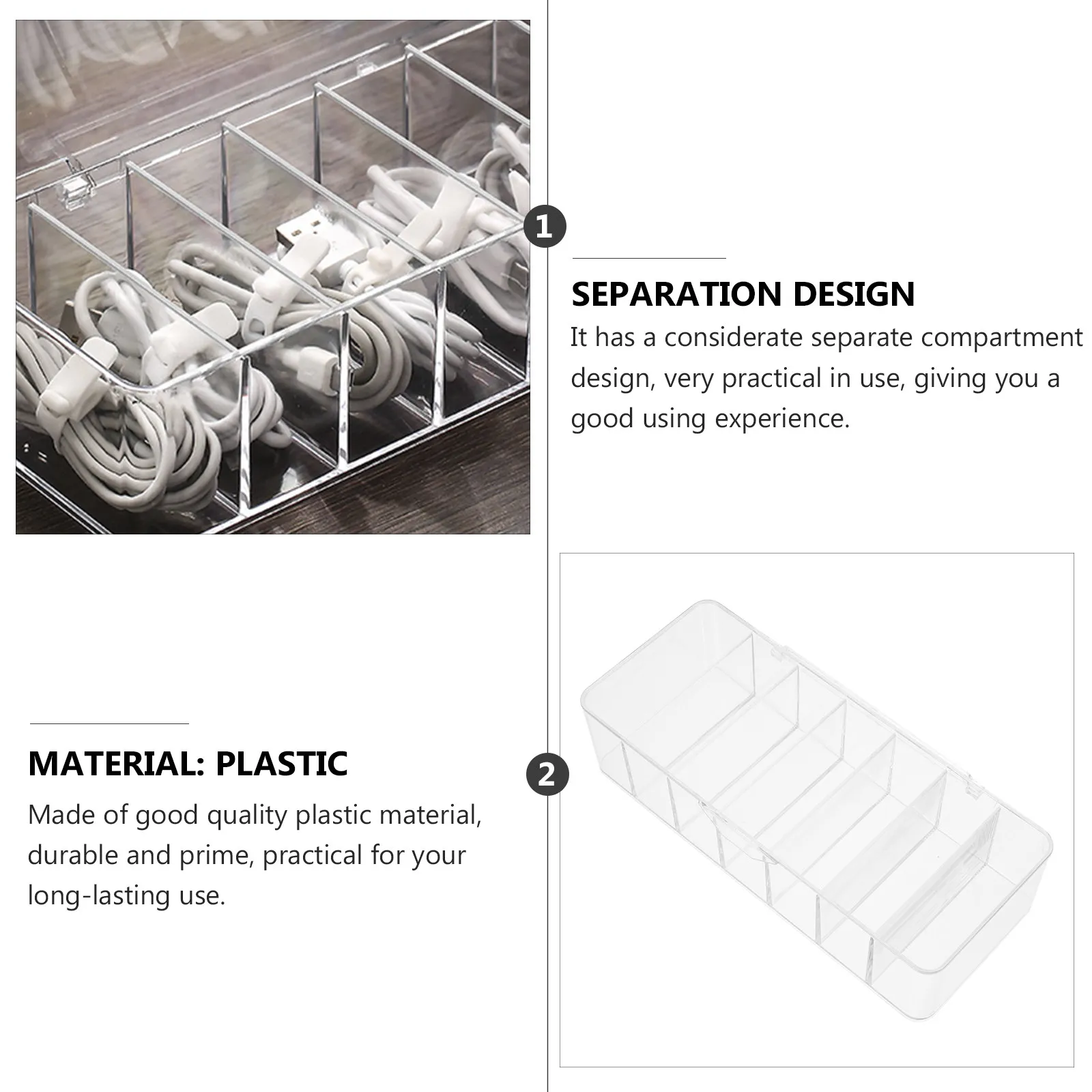 Cable Organizer Box Transparent Cord Management Holder For Charging Cables Storage Desk Usb Power Cord Sorter Container
