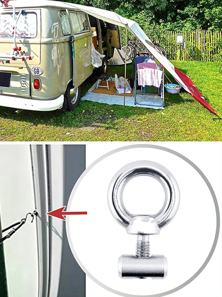 2PCS M4 Hebe Auge Mutter Verschluss Edelstahl M4 Zelt Stopper Track Mount Hebe Auge Muttern/Schraube für RV boot Camper Markise