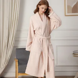 Wiosenny ręcznik szlafrok męski 100% bawełniana bielizna nocna Kimono szlafrok kąpielowy Unisex szlafrok długa suknia prysznicowa szlafrok biały frotte