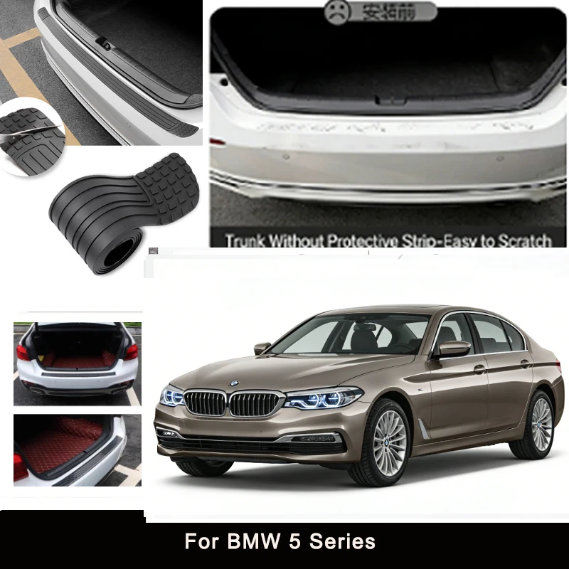 

For BMW 5 Series Rear Trunk Guard Plate Sticker Car Rear Bumper Trim Anti-Kicked Scratch Protector Sticker Strip