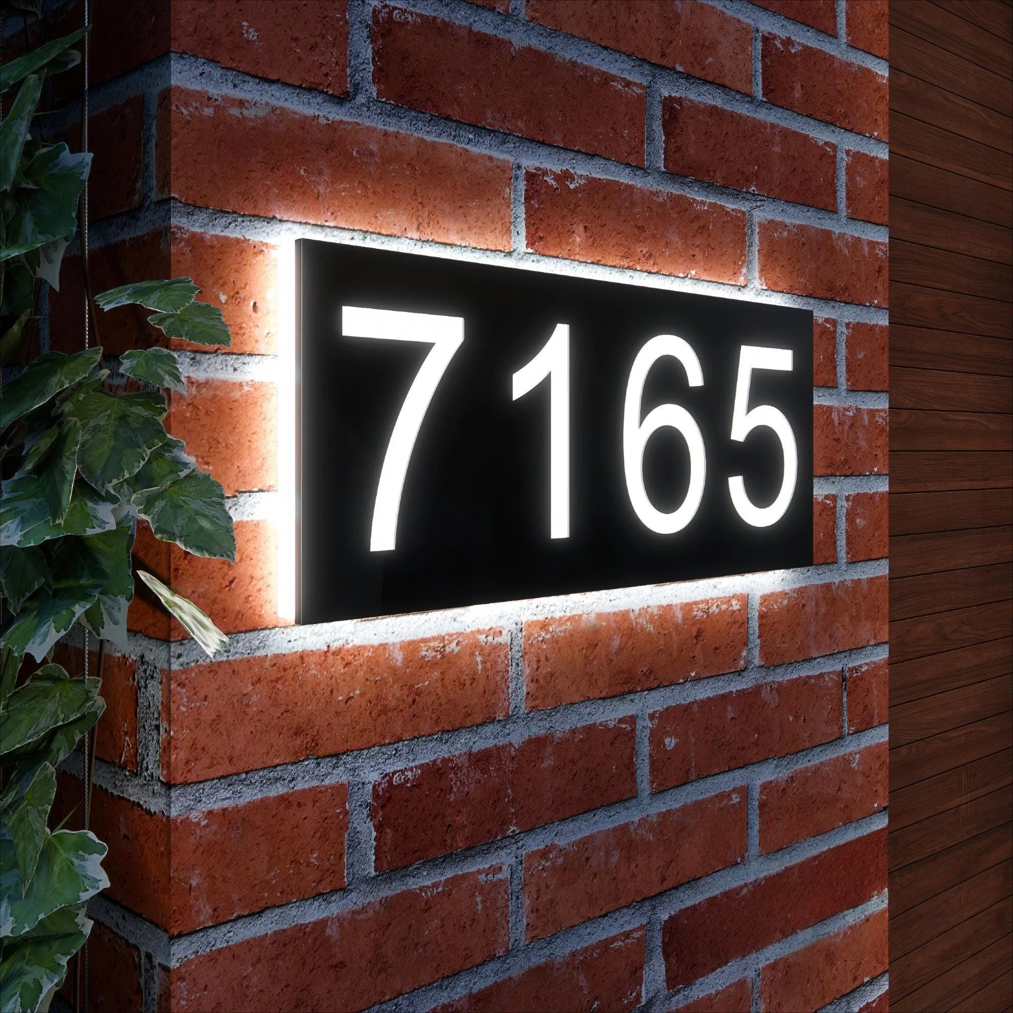 Personalized Modern LED House Number Plate, Backlit Acrylic & Metal Address Sign, Durable Waterproof Outdoor Door Plaque